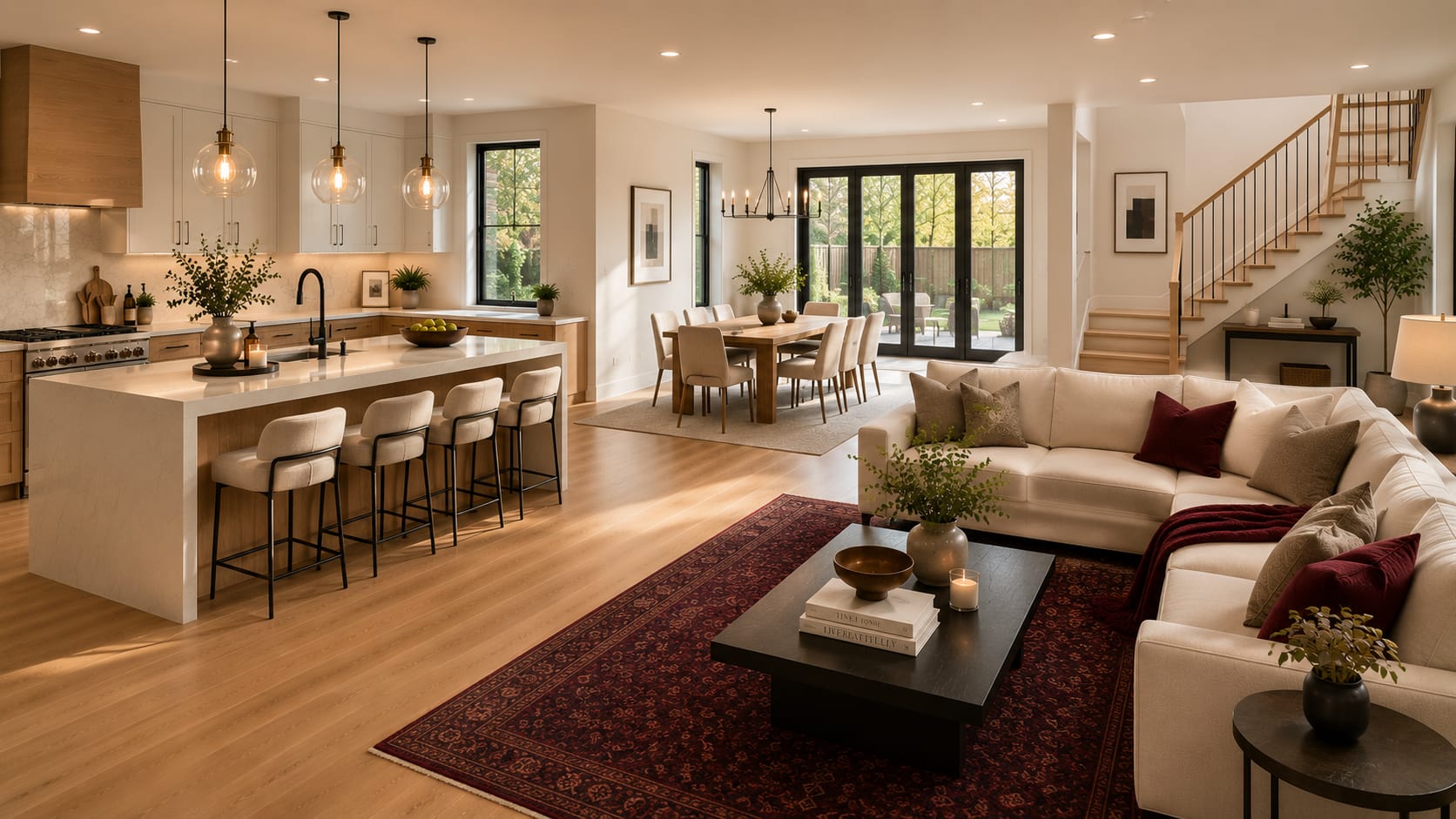 Fully renovated open-concept living space with natural light and modern finishes